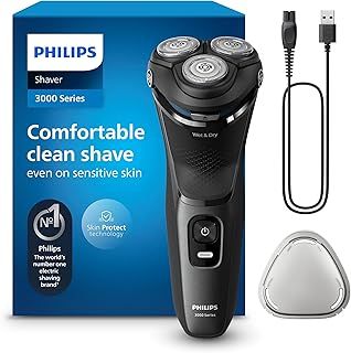 Philips Electric Shaver 3000 Series - Wet & Dry Electric Shaver for Men with SkinProtect Technology in Dark Moon, Pop-up Beard Trimmer, Cordless Shaver (Model S3145/00)