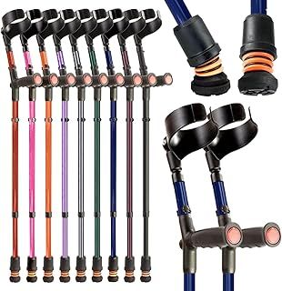 Flexyfoot Shock Absorbing Soft Grip Double Adjustable Crutches - Improve Safety, Improve Grip, Reduce Shocks & Jarring – Pair - Blue