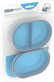Sure Petcare SureFeed Mat and Bowl Set, Compatible with SureFeed Microchip Pet Feeder with Integrated Sealed Lid, For Wet and Dry Food, Blue