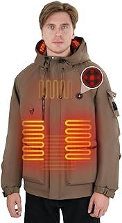 Heated Jacket for Men and Women, Heated Coat with 7.4V Battery Pack and Windproof Hood, Soft Shell Electric Heating Hoodie for Outdoor Winter