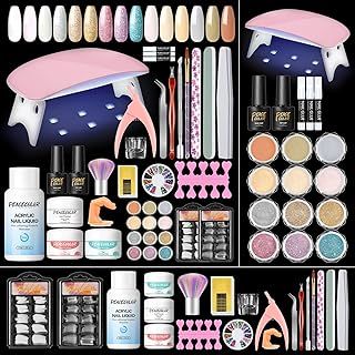 Acrylic Nail Kit,Gel Nail Kit with 15 Colors Acrylic Powder and Nail Lamp,Base Top Coat,Acrylic Nail Kits Full Set for Beginners,Nail Acrylic Set Gift for Women