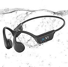 Guudsoud Swimming Headphones,Bone Conduction Headphones Bluetooth 5.3,IP68 Waterproof Open Earphones,Built-in MP3 Player 32G Memory, Wireless Sports Underwater Headphones for Swimming,Running,Cycling