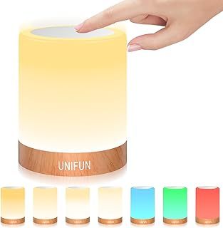 UNIFUN Table Lamp, Touch Sensor Bedside Lamps, Dimmable Warm White Light & Color Changing RGB for Bedrooms (Size1)