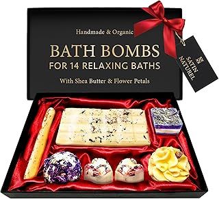 Luxury Gifts for Women - Organic Bath Bombs - Gifts for Her - 7Pcs Handmade with Essential Oil & Shea Butter Gifts for Girls - Bath Bombs for Women - Premium Gift Box by Satin Naturel