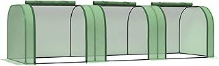 Outsunny Mini Greenhouse, Small Polytunnel Green House with Zipped Doors, Steel Frame for Garden Backyard, 295 x 100 x 80cm, Green