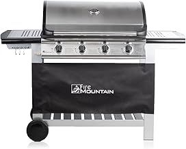 Everest Pro 4 Burner Premium Gas BBQ, Outdoor Barbeque Grill, 3 Main + 1 Side Burner, Lid with Glass Window and Built-in Thermometer, Family Sized Cooking Area