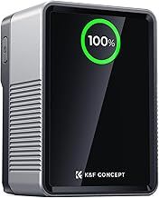 K&F Concept V Mount Battery 99Wh 6700mAh with PD100W USB-C Fast Charging, Mini V Lock Battery with D-TAP/USB-A/Dual USB-C/DC/TFT Display/Emergency Light for Camera, Camcorder, Monitor, Video Light