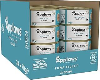 Applaws 100% Natural Wet Cat Food 24 x 70g Tuna Fillet Tins in Broth