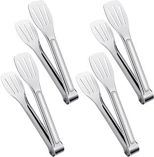 4 Pcs Kitchen Cooking Tongs Stainless Steel Food Serving Tongs 7'' Cooking Tongs Buffet Tongs Frying Tongs for Pasta Salad BBQ Cake Home Party