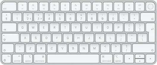 Apple Magic Keyboard with Touch ID: Bluetooth, rechargeable. Works with Mac computers with Apple silicon; British English, white keys