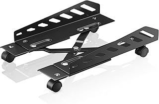 AGPTEK CPU Stand, Adjustable Width 6.3" to 11.8", Compatible with Desktop, Black Steel Floor Mount Computer Tower Stand with 4 Caster Wheels, 2 Lockable