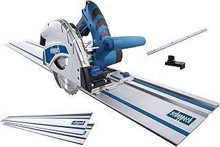 Scheppach PL55 Plunge Saw | 160mm Circular Saw | 2-Piece 1.4m Track | 1200W | Multi Material Blade - Cuts Wood, Metal, Plastic & More | 45° Tilt | Inc. Rails & Connector