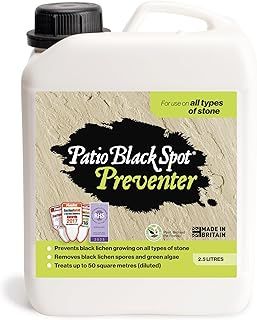 Patio Black Spot Preventer - For all Stone Types - Controls and Prevents Reinfestation after Removal - Suitable for Terraces and Pathways - Removes Green and Red Algae - 2.5 L