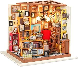 RoWood DIY Miniature Doll House Kit Library, Wooden Dollhouse Model Building Kits, Craft Kits Gifts for Adults and Teens for Christmas