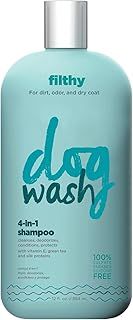 Dog Wash 4-in-1 Shampoo for Dogs Gently Cleanse, Moisturize, Freshen & Protect Dog’S Skin & Coat Natural Cleanser with Green Tea, Vitamin E (12 oz), Blue