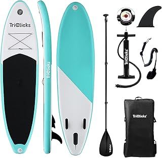 Inflatable Stand Up Paddle Board SUP Inflatable Paddle Board 10ft Surfing Board Kit for Adults, Premium Surfboard Complete Kit with Adjustable Paddle Hand Pump Fin Leash Backpack