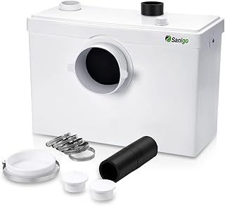 SANI600 Classic Sanitary Shredder with Stainless Steel Automatic Pump for Wastewater Removal, Silent, 3/1 Inlets for Toilet Sink 600 W, White