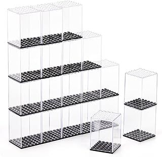 Dicunoy 20 PCS Minifigure Display Case, Miniature Display Case, Single Figure Case Plastic Small Action Figure Storage Case, Stackable Clear Building Block Display Box for Action Figures, Collectibles