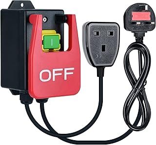 220V Single Phase On/Off Switch, Briidea Router Table Switch with Large Stop Sign Paddle Easy Contact for Quick Power Off for Table Saws and Other Electrical Equipment