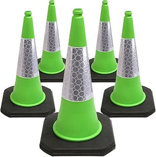 Street Solutions - 5 x 750 mm Road Traffic Cones - Self Weighted - Premium Quality Safety Cone - Strong and Durable - with Extremely Low Centre of Gravity (Green)