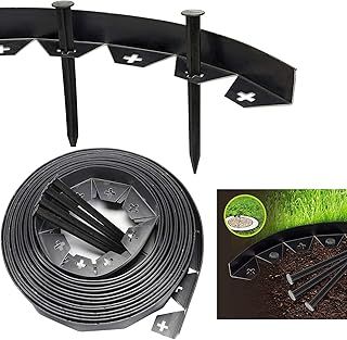 10 Meters Garden Lawn Edging Border Outdoor Flexible Pathway Wall Fence with 40 Strong Securing Pegs