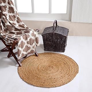 DHAKA Jute Area Rug | 100% Natural Fiber | Hand Woven | Ethical Trade | Eco-Friendly (Round - Diameter 60 cm)