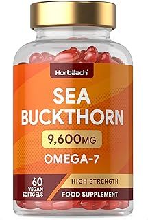 Sea Buckthorn Oil Capsules 9600mg | 60 Count | High Strength Vegan Supplement | Source of Omega 7 Essential Fatty Acids | No Artificial Preservatives | by Horbaach