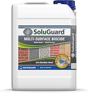 Soluguard Multi Surface Biocide - 5L - High Strength, Ready for Use Against Fungi, Mould, and Algae on Internal and External Walls, Brick, Render, Stone, Driveway, Roof Tiles & Other Surfaces