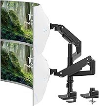 Heavy Duty Dual Monitor Arm for 17" to 49" Flat and Curved Screens, Vertical Monitor Mount Desk Fully Adjustable, Support Up to 44lbs, VESA 75/100