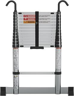 HUIYOPU Telescopic Ladder 2.6m, Retractable Stainless Steel Ladder, Step 30cm, Load Capacity 150kg, Suitable for Home Maintenance, Access to The Attic, Construction, etc.