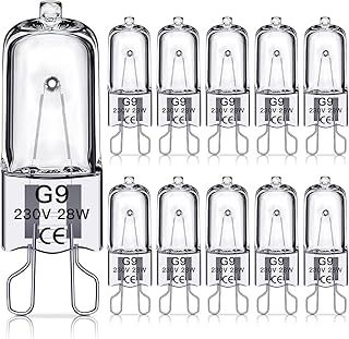 G9 Halogen Light Bulbs 28W, G9 Dimmable Capsule Bulbs, Warm White 2800K, Non-Flicker,10 Pack