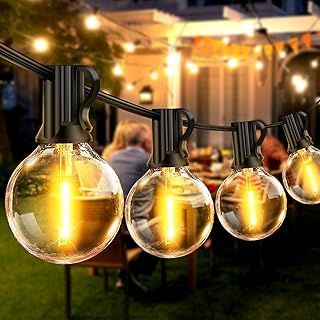 Outdoor String Lights 65.5ft LED Garden Festoon Light Mains Powered 20M Dimmable Timer Waterproof G40 Bulbs Hanging Patio Lighting with Remote Control for Outside Gazebo Pergola Balcony Cafe
