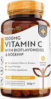 Vitamin C 1000mg – 180 Premium Vegan & Vegetarian Tablets – 6 Month Supply – High Strength Ascorbic Acid – with Added Bioflavonoids & Rosehip – Normal Immune System – Made in The UK by Nutravita