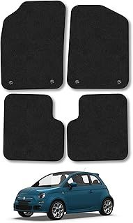 Fiat 500 (2013-2022) Car Mats Accessories Tailored Fit Carpet Floor Mats non Slip Black Trim Full Coverage Compatible Accessory Front Rear Set Anti Slip Granulated Backing Hand-Finished