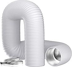 Hon&Guan 100 mm Aluminium PVC Flexible Air Ducting 2.5m 4 Inch Ventilation Vent Hose Pipe for Tumble Dryer, Extractor Fan, Cooker Hood (ø100mm*2.5m, White)