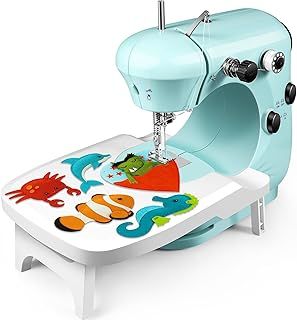 Sewing Machine for Beginners, Portable Double Speed Sewing Machine with Extension Table & Foot Pedal & Sewing Accessories, Small Sewing Machine for Clothes, Pillowcases, Sheets, Home Use