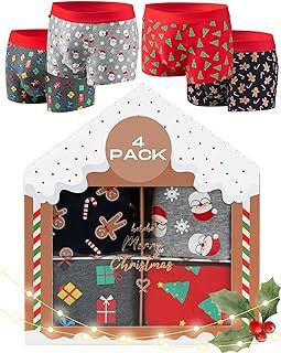 soxo Christmas Boxer Shorts Men Xmas Gifts Mens Funny Underwear Gift Boxers Briefs 4 Pairs 3 Sizes