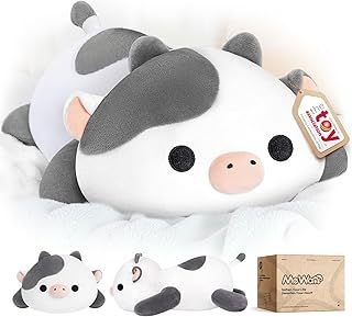 Mewaii Cow Plush Pillow - Cute Soft Cow Plushie Body Pillow Plush Toy for Kids, Girls & Teens - Squishy Pillow for Cuddling, Napping & Room Decor - 13 Inch Stuffed Animal Gift