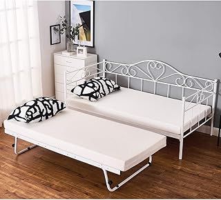 Panana Single Day Bed Metal Guest Bed Frame Sofa Bed for Living Room Bedroom Fits for 90 * 190 cm Mattress(White, Daybed)
