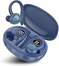 Wireless Earbuds, Bluetooth 5.3 Headphones HiFi Stereo, Bluetooth Earbuds with ENC Noise Cancelling Mic, IP7 Wireless Earphones with 48H LED Display, Ear Buds with EarHooks for Running, Deep Blue