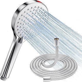 Shower Head and Hose 1.6M - SREWOHS High Pressure Shower Hose and Head Pressure Booster Shower Heads for Low Pressure Universal Large Shower Heads 5 Modes,Power Flush Spray for Cleaning