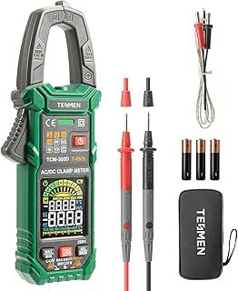 TESMEN TCM-300D Digital Clamp Meter, 6000 Counts Multimeter, Voltage Tester with AC/DC Current &Voltage, Auto-Ranging Voltmeter with Inrush Capacitance Resistance Diode Continuity NCV/Live Wire