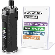 Innokin Kroma-Z Pod Mod, E Cigarette Vape Starter Kit 40W 3000mAh Electronic Vaporizer with Z-Coils, 2ml Tank Airflow Control Vaping, LCD Screen Auto-Wattage USB Type-C Fast Charge, No Nicotine, Black