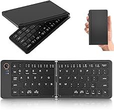 Foldable Bluetooth Keyboard - Ultra Slim, Portable, Pocket Size, Rechargeable Wireless Full Size Travel Keyboard, Compatible with iOS, Android, Windows, for Smartphone, Tablet, Ipad, Iphone, Laptop