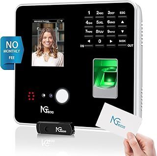 NGTeco Clock in Machine, Multi-Biometric Time Attendance Terminal with Wi-Fi, Facial Recognition, Fingerprint, RFID, Password,Office Time Card Machine Eff Manage Employee Attendance