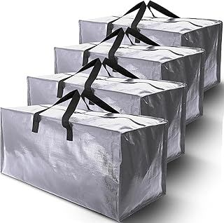4 Pack Large Storage Bags with Zips,Heavy Duty Moving Bags Large Strong,Packing Boxes for Moving,Duvet,Bedding,Clothes,Moving House,Blankets