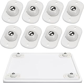 Self Adhesive Mini Caster Wheels, Ball Casters for Kitchen Appliance, 360° Swivel Universal Wheel Roller Castors, Sticky Pulley for DIY, Trash Can, Storage Box, Small Appliance (8, White)