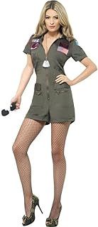 Smiffys Top Gun Aviator Costume, Green with Playsuit & Sunglasses, Officially Licensed Top Gun Fancy Dress, Adult Dress Up Costumes