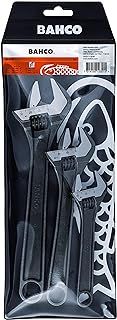 Bahco BHADJUST 3 ADJ3 Set of 3 Adjustable Wrenches (8070/8071 / 8072), Grey, 16 degree head angle