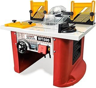 Lumber Jack 1500W Router Table, Variable Speed 8,000-26,000rpm Woodworking Machine, Bench Top Use, Rise & Fall System and Safety Switch, Cutter Storage, 1/2" & 1/4" Collets Included